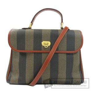 Fendi Pequin Pattern Handbag Leather
